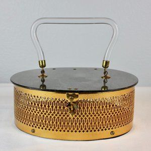 Vintage Lucite and Gold Filigree Metal Dorset-Rex Fifth Avenue Purse Handbag